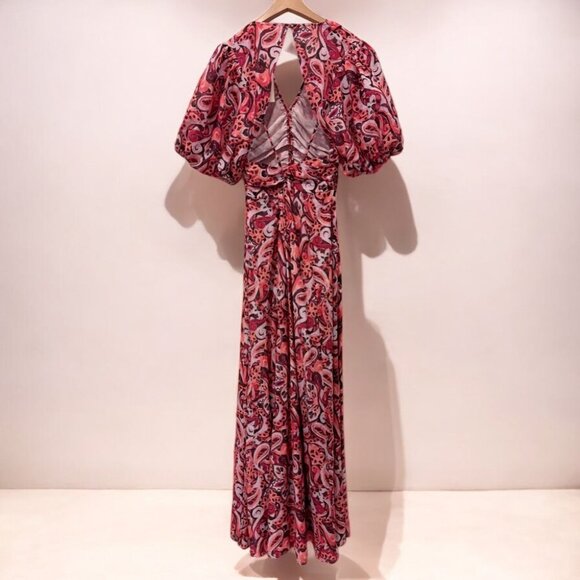 NWT Magali Pascal Pallida Silk-Blend Maxi Dress in Painted Paisley - Picture 9 of 9